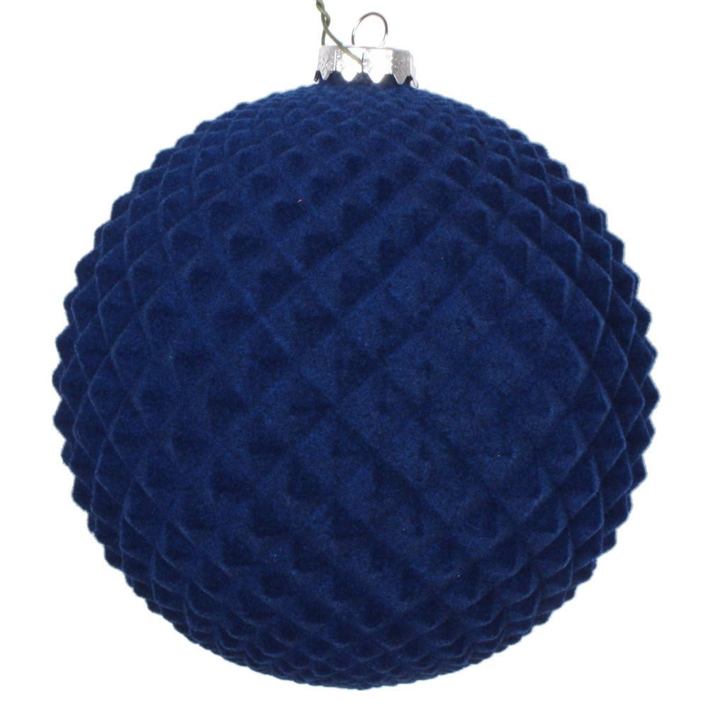 5" Midnight Blue Flocked Durian Ornament - Holiday Warehouse