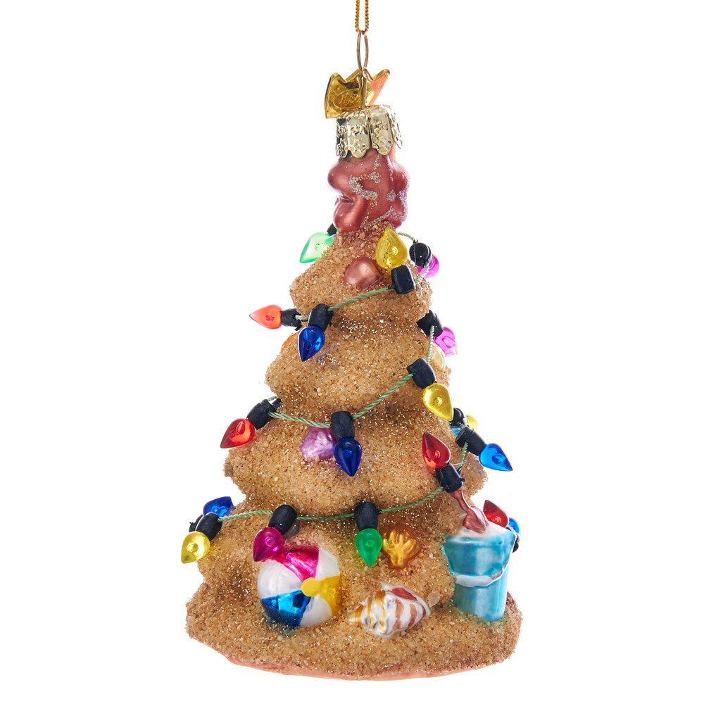 5" Noble Gems™ Sand Christmas Tree Glass Ornament - Holiday Warehouse
