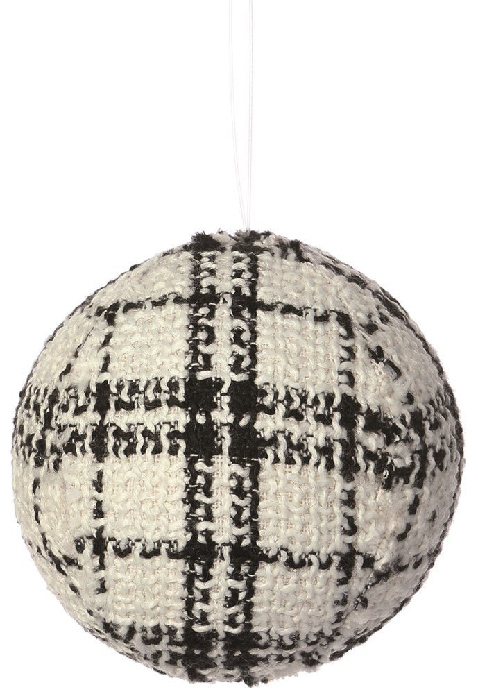 5" White & Black Ball Ornament - Holiday Warehouse