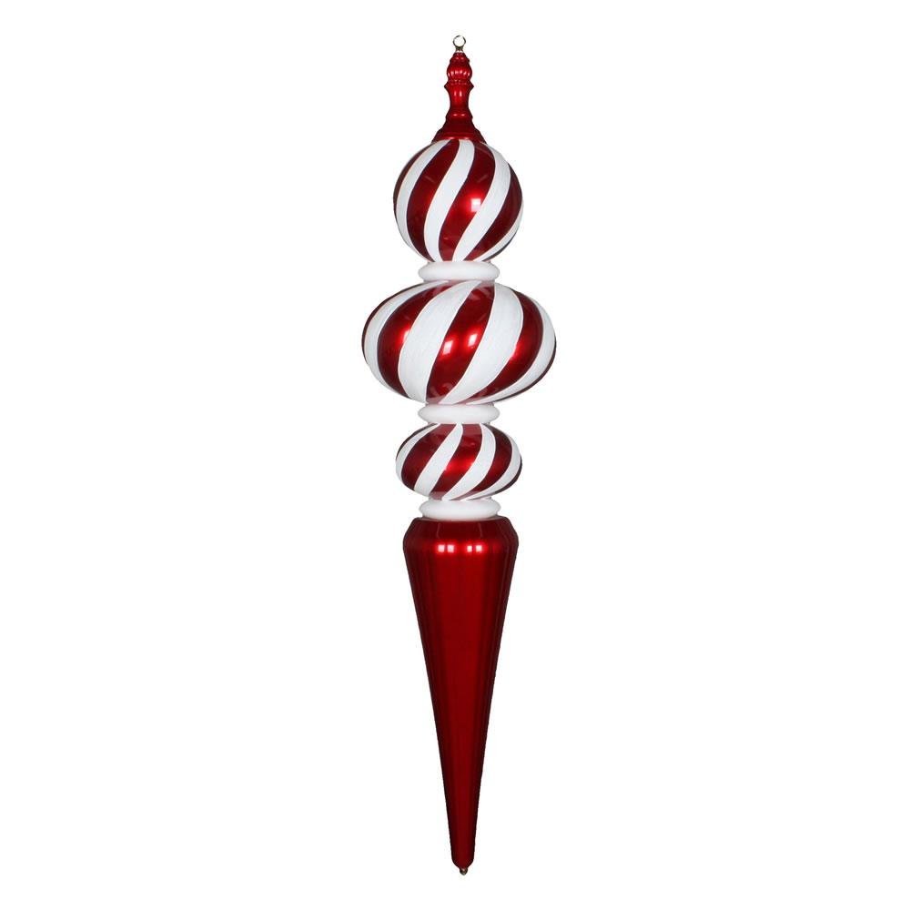 51" Red & White Candy Finial Ornament - Holiday Warehouse
