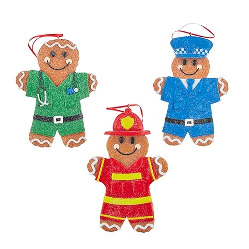 5.25" Gingerbread First Responder Ornament - Holiday Warehouse