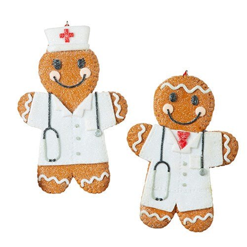 5.5" Gingerbread Nurse and Doctor Ornament - Holiday Warehouse