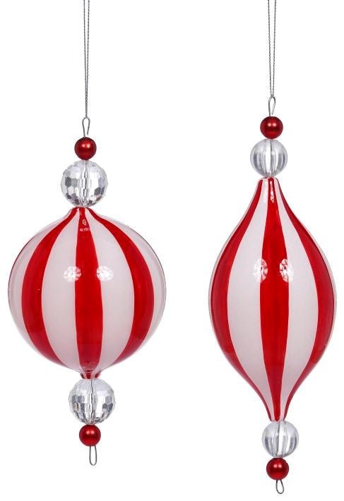 6" - 7" Red and White Peppermint Ornament - Holiday Warehouse