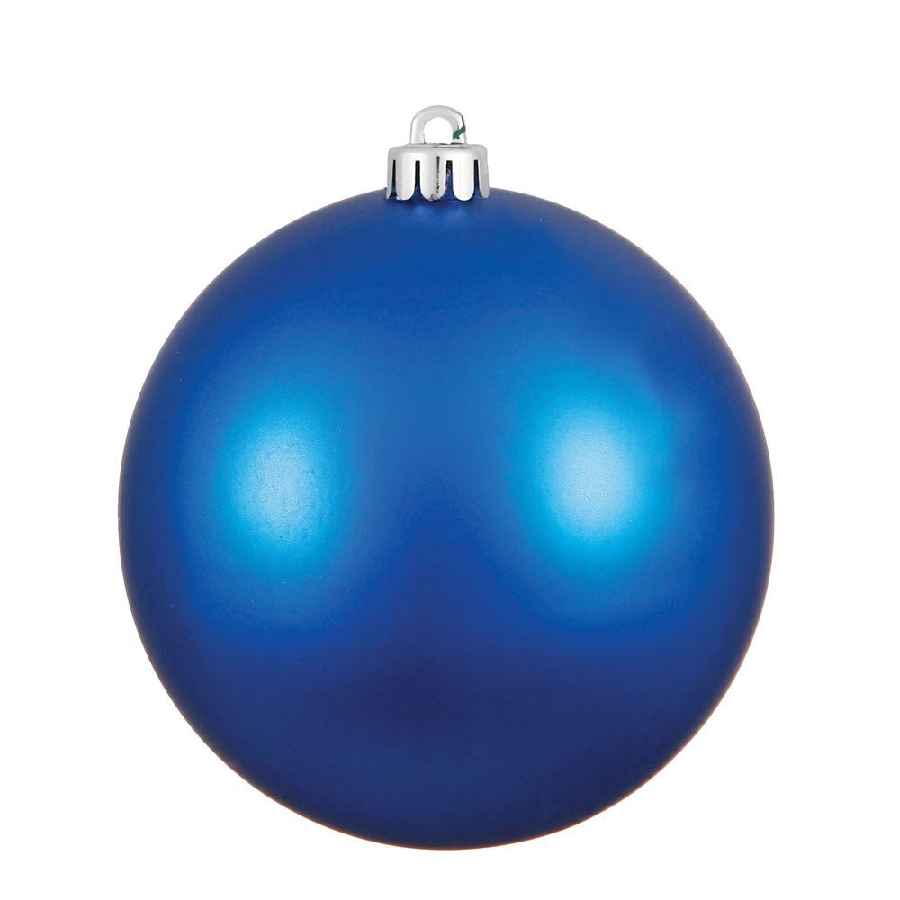 6" Blue Matte Ball Ornament 4pc - Holiday Warehouse