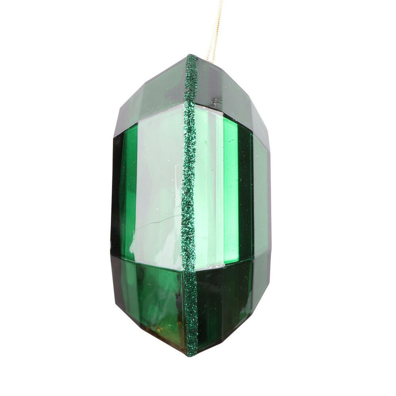 6" Dark Green Square Jewel Glitter Ornament - Holiday Warehouse