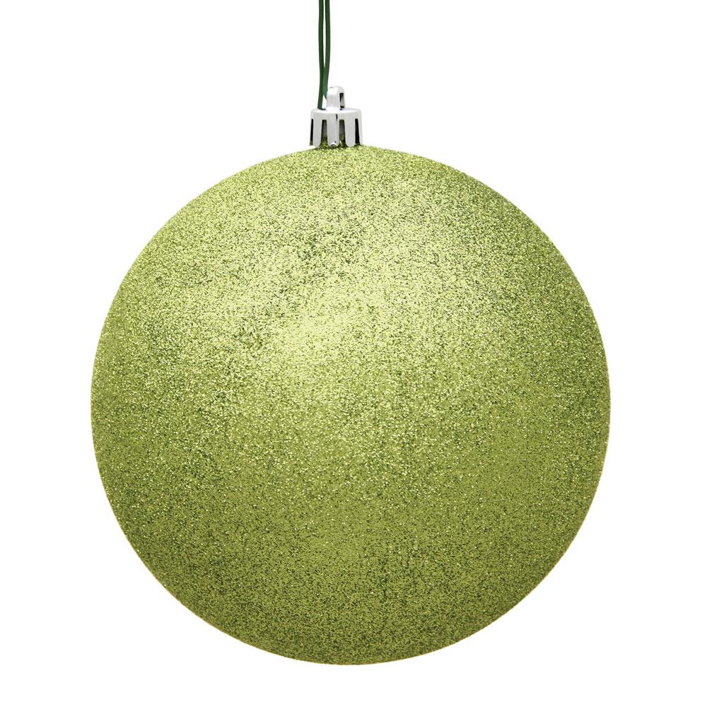 6" Lime Glitter Ball 4pc - Holiday Warehouse