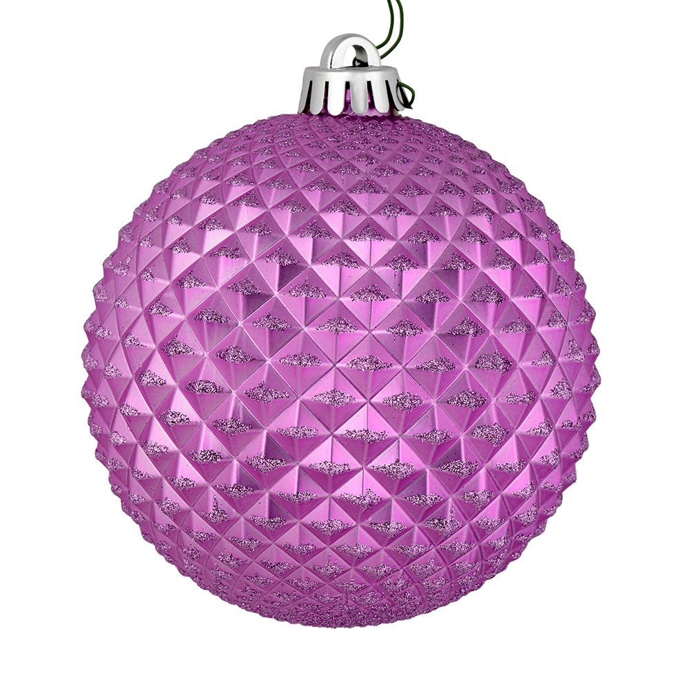 6" Orchid Durian Glitter Ball 4pc - Holiday Warehouse