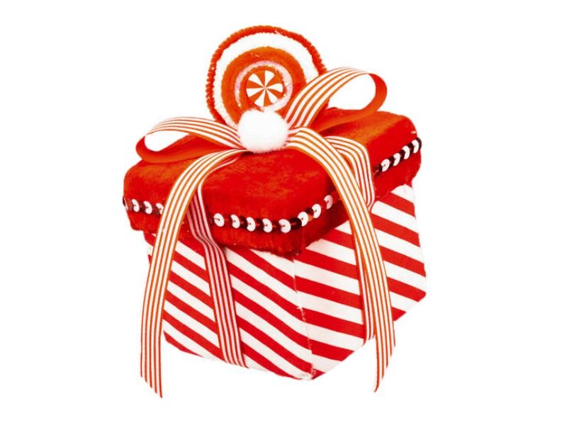 6" Peppermint Gift Box Ornament 3pc - Holiday Warehouse