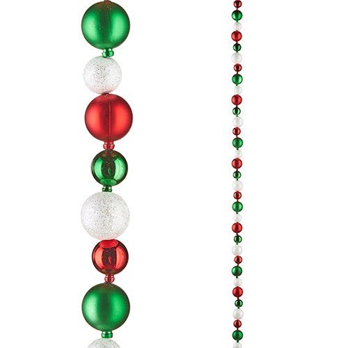 6' Red, Green, and White Ball Garland - Holiday Warehouse