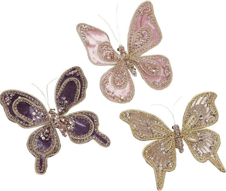 6" Sparkling Butterfly Ornament - Holiday Warehouse