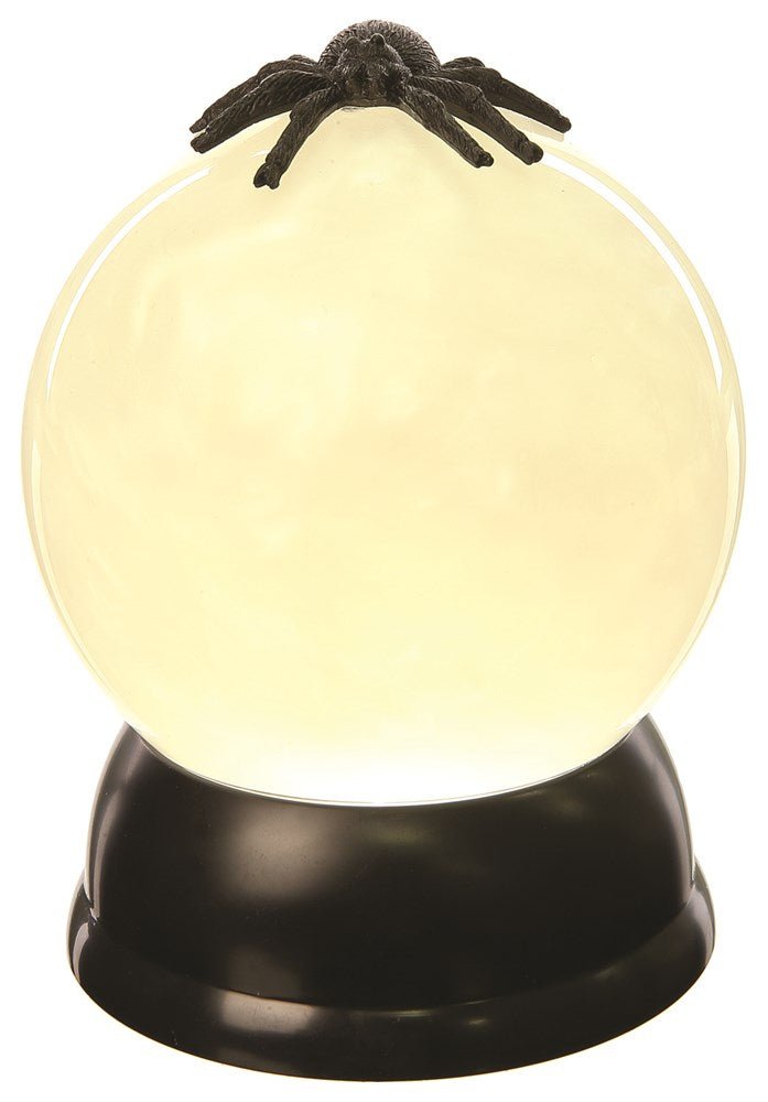 6" White Black Battery Operated Spider Globe With Light - Holiday Warehouse