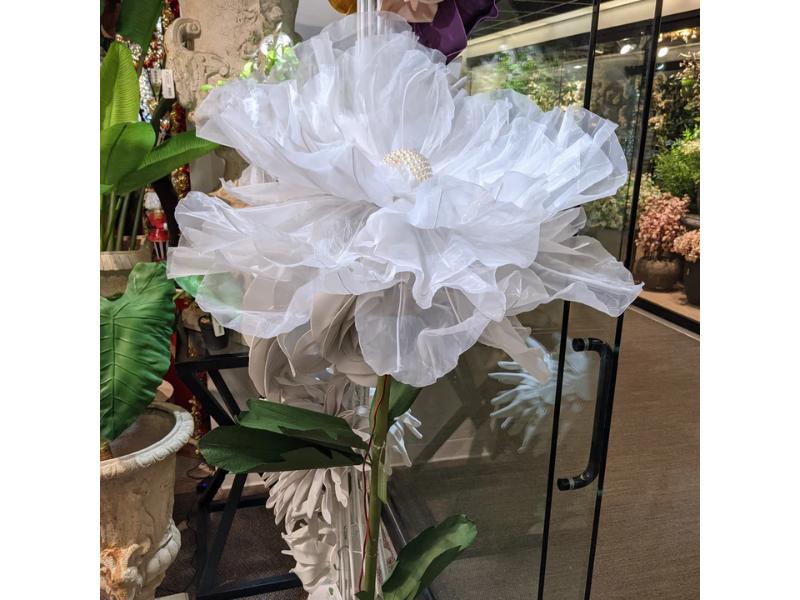 6' White Giant Kinetic Lace Poppy - Holiday Warehouse