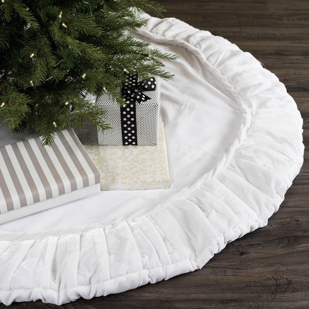 60" Plush White Velvet Tree Skirt - Holiday Warehouse