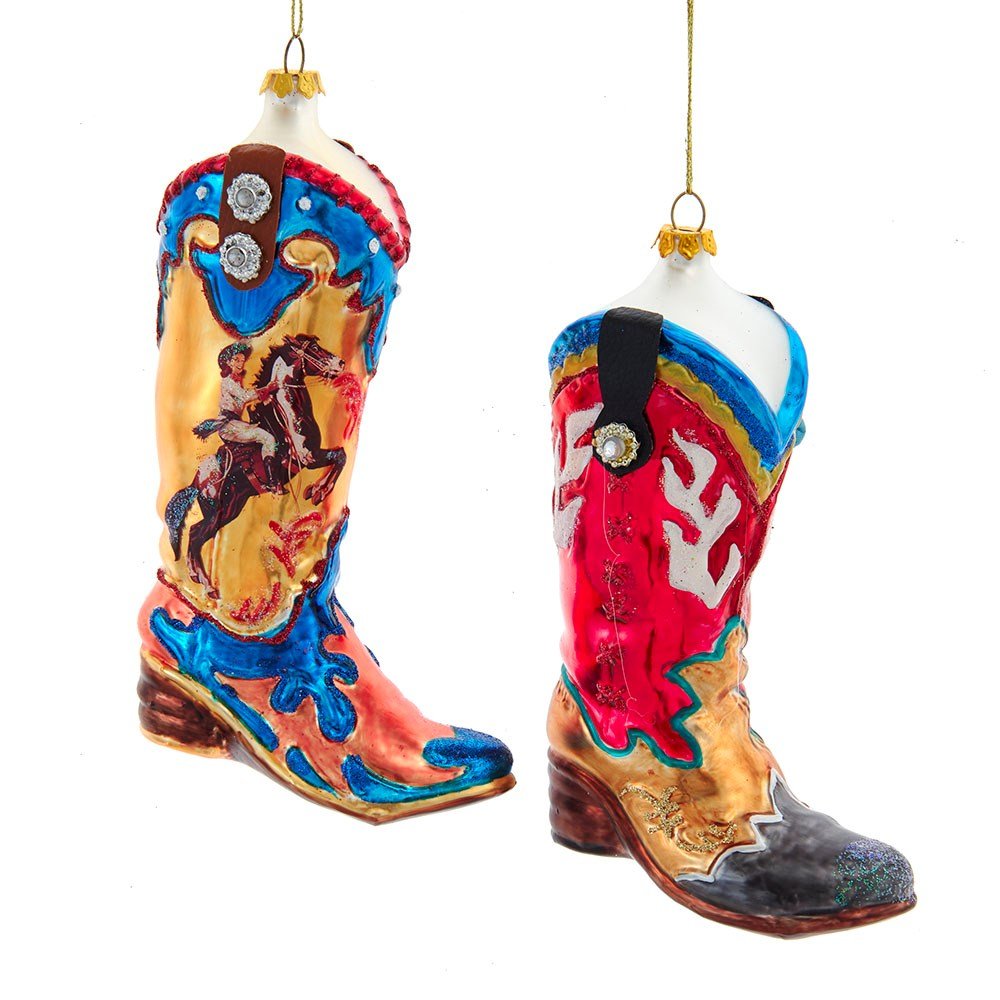 6.1" Glass Western Boot Christmas Ornament - Holiday Warehouse