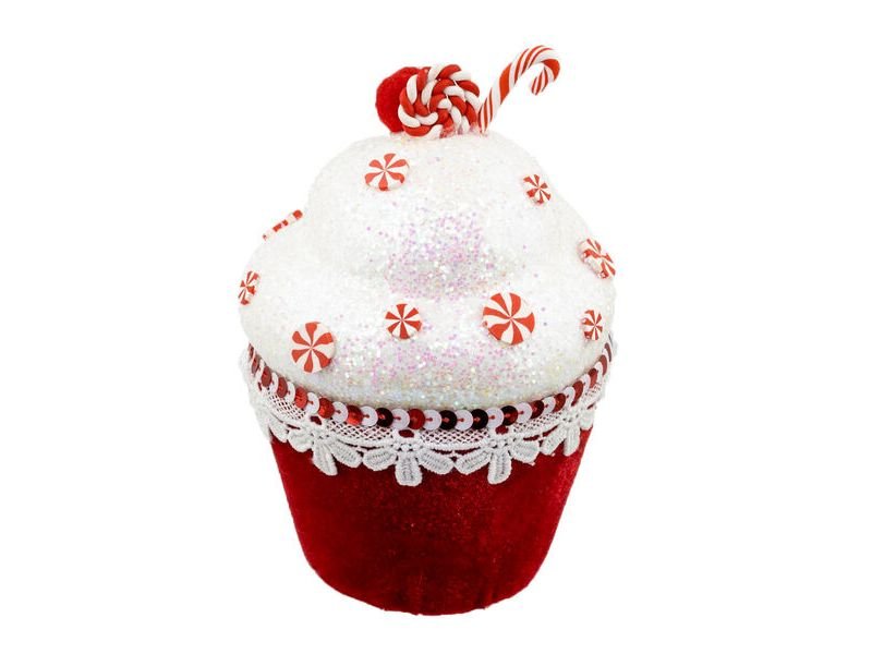 6.5" Red Cupcake Ornament 3pc - Holiday Warehouse