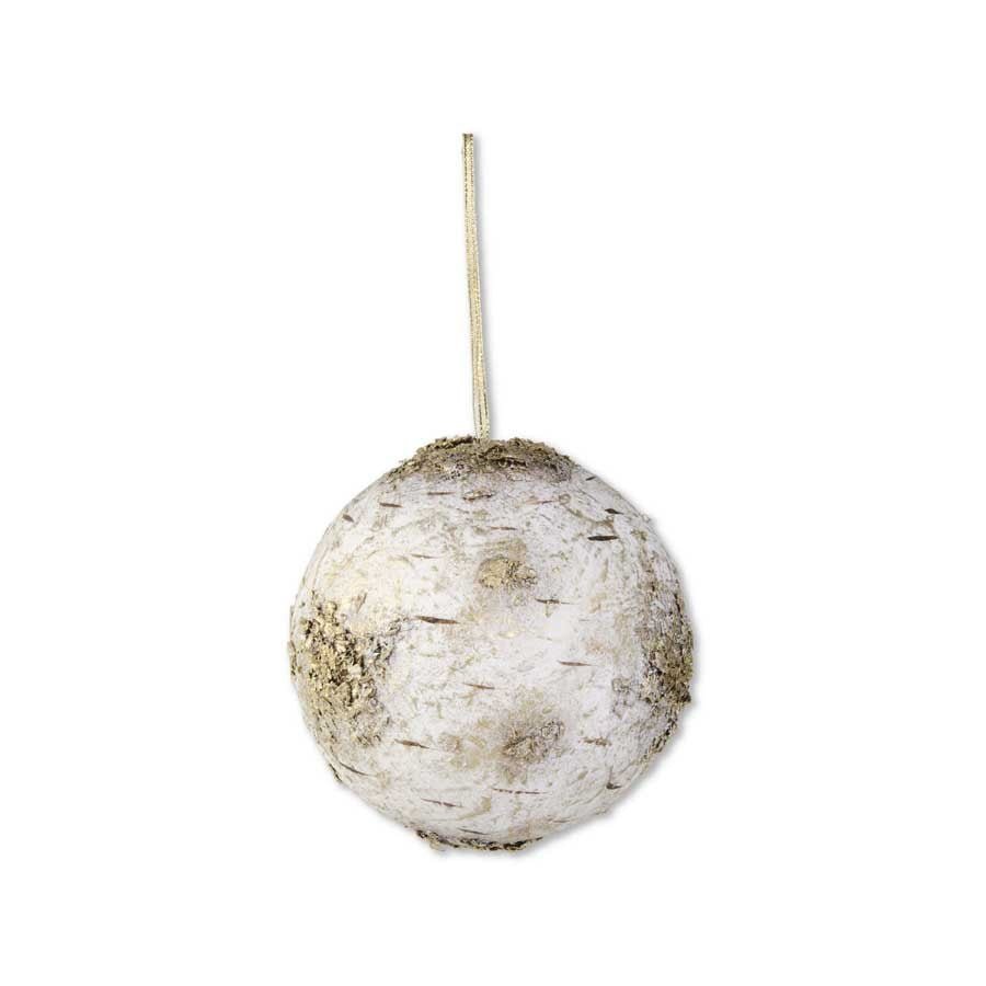 6.5" Round Gold Washed Birch Ball Ornament - Holiday Warehouse