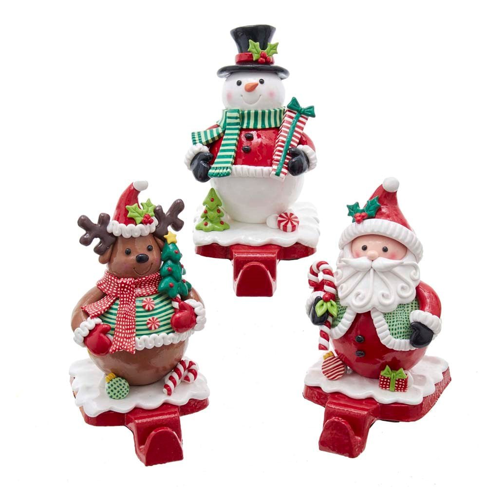 6.5" Santa, Snowman and Reindeer Stocking Hangers - Holiday Warehouse