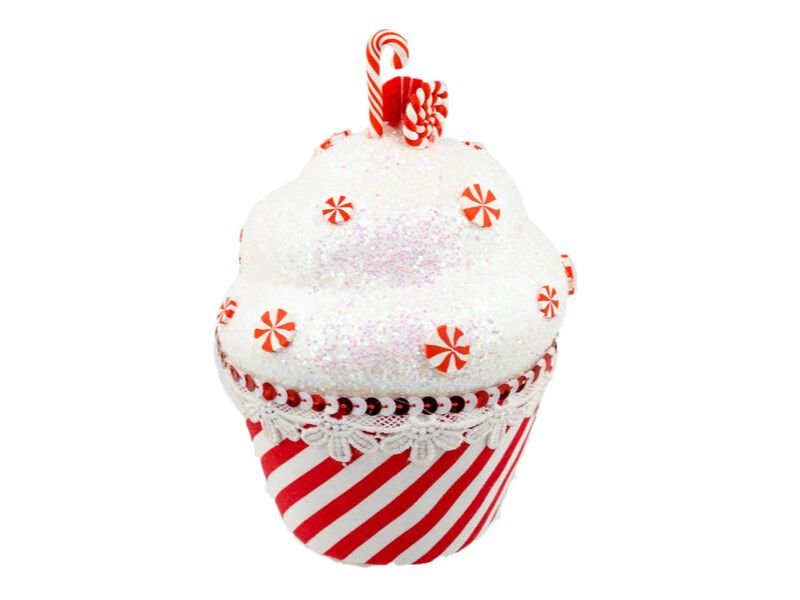 6.5" Stripe Cupcake Ornament 3pc - Holiday Warehouse