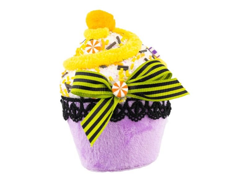 6.75" Purple Halloween Cupcake 3pc - Holiday Warehouse