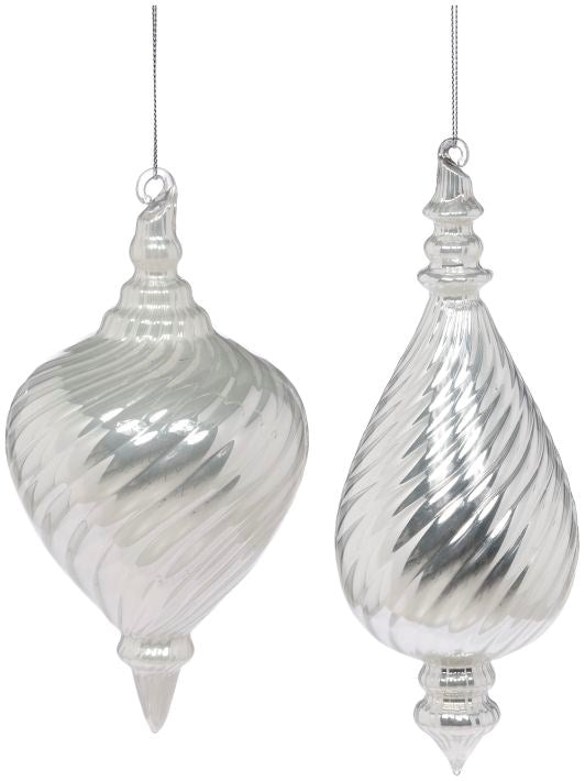 7" - 8" Spiral Teardrop Ornament Set of 2 - Holiday Warehouse