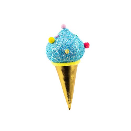 7" Blue Hanging Ice Cream Cone 4pc - Holiday Warehouse