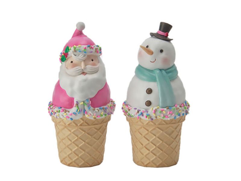 7" Santa & Snowman Cones Set of 2 - Holiday Warehouse