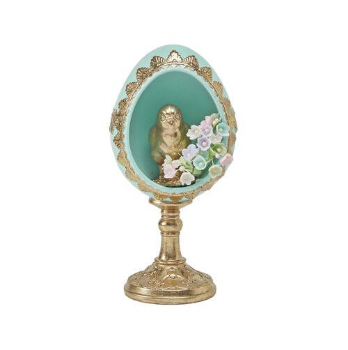7" Teal Egg w/Gold Chick - Holiday Warehouse