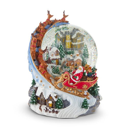 7.5" Santa Sleigh Lighted Swirling Glitter Water Globe - Holiday Warehouse