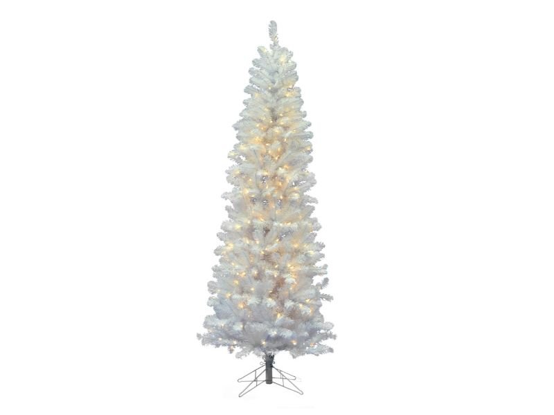 7.5' White Salem Pencil Pine Artificial Christmas Tree PW LED - Holiday Warehouse