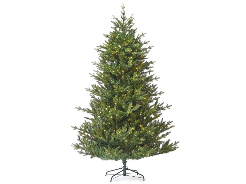 7.5ft Frosted Asheville Fraser Fir Tree w/ WW LED Lights - Holiday Warehouse