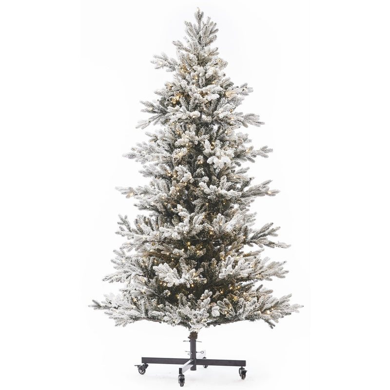 7.5ft Snowy Nordic Fir Tree w/ WW LED Lights - Holiday Warehouse