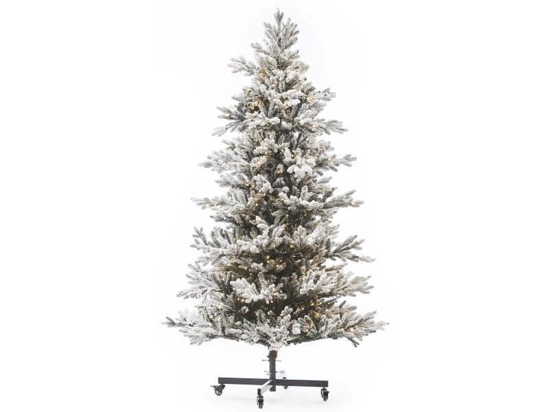 7.5ft x 55" Snowy Nordic Fir Tree w/ WW LED Lights - Holiday Warehouse