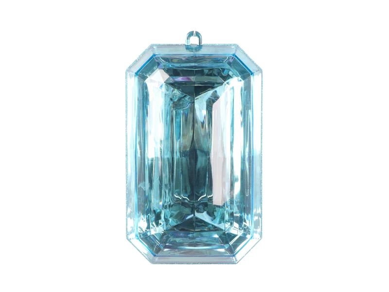 8" Light Blue Rectangle Jewel Ornament - Holiday Warehouse