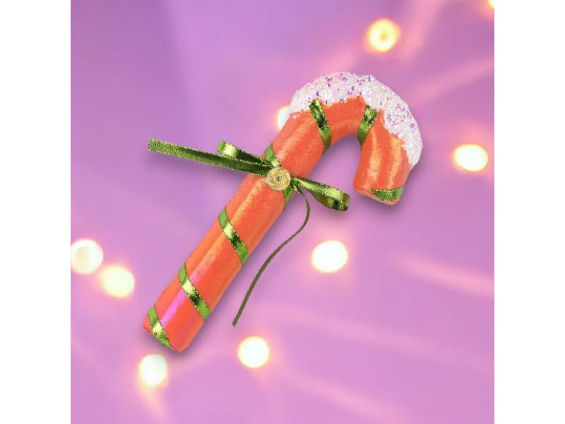 8.5" Orange Candy Cane Ornaments 6pc - Holiday Warehouse