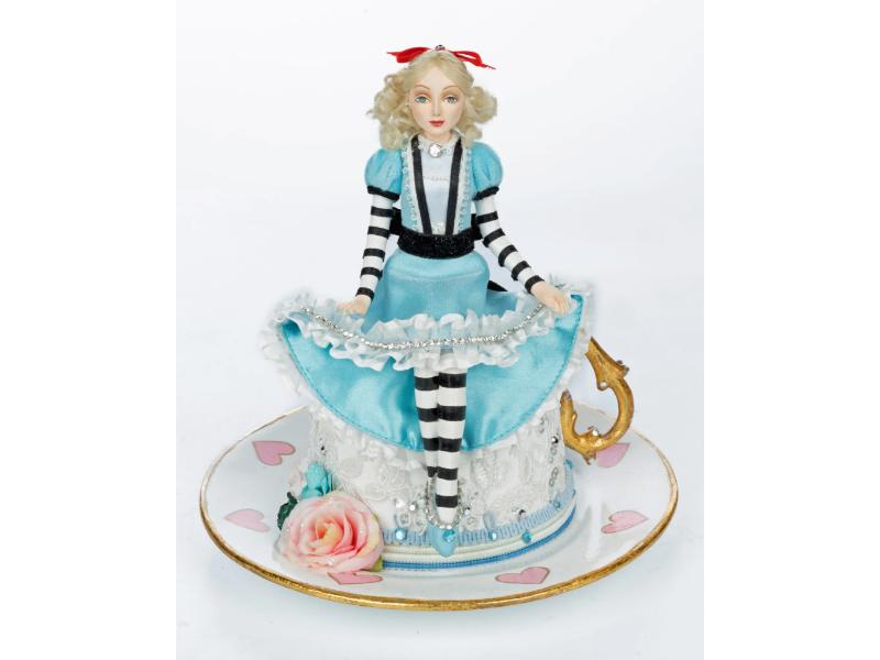 8.75" Alice on Teacup – Pastel - Holiday Warehouse