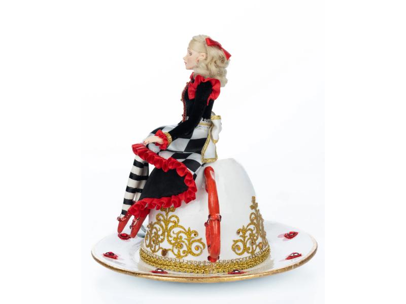 8.75" Alice on Teacup – Red - Holiday Warehouse