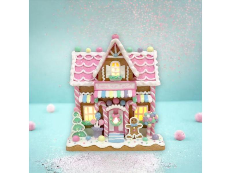 9" Pink Candy House w/LED - Holiday Warehouse