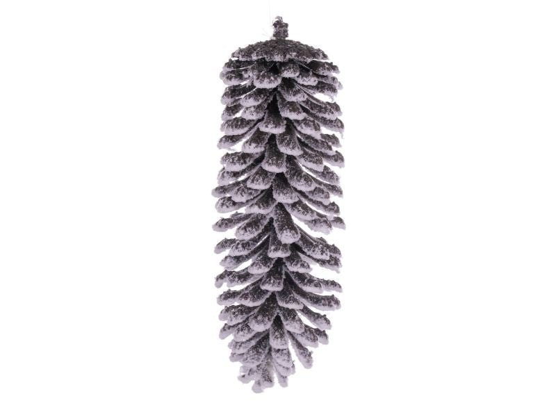 9" Snowy Glitter Pinecone Ornament Set of 2 - Holiday Warehouse