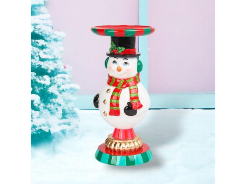 9" Vintage Snowman Candle Holder - Holiday Warehouse
