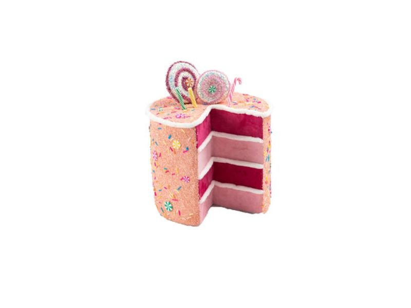 9.5" Orange Cake Slice w/ Pink Layers - Holiday Warehouse