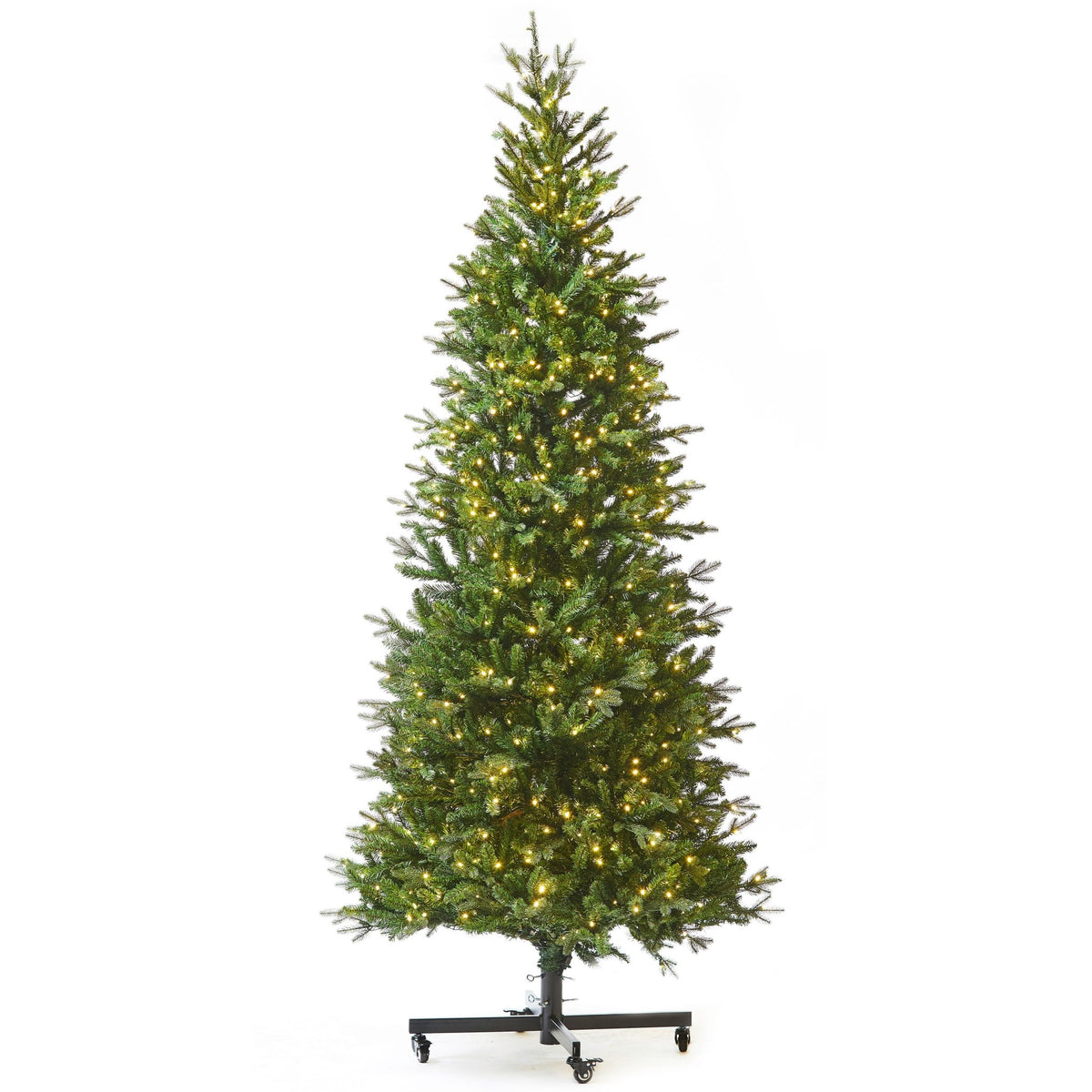 9ft Frosted Slim Canadian Balsam Fir Tree w/ WW or MULTI LED Lights - Holiday Warehouse