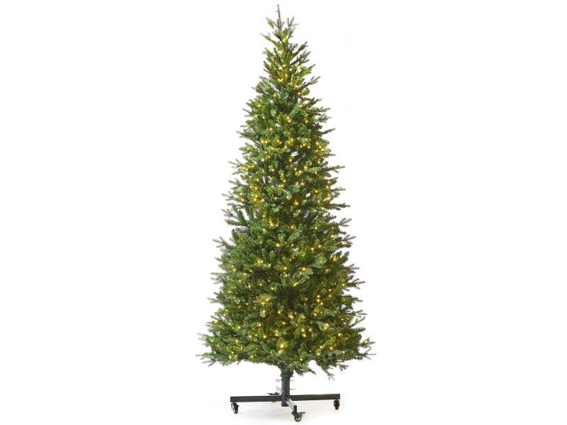9ft x 50" Frosted Slim Canadian Balsam Fir Tree w/ WW or MULTI LED Lights - Holiday Warehouse