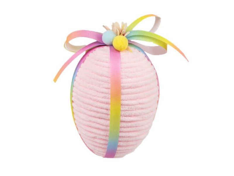 6.5" Pink Yarn Hanging Egg with Bow