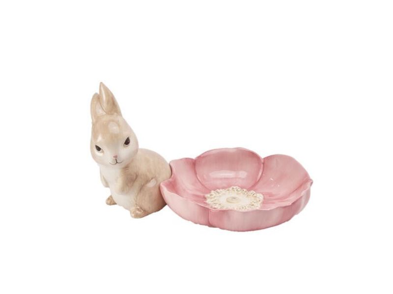 9"H Bunny w/Pink Petal Bowl