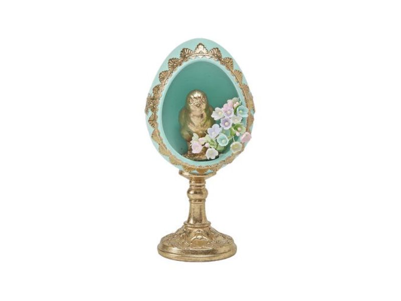 7" Teal Egg w/Gold Chick