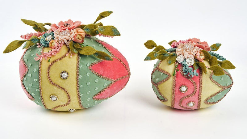 Blooms and Blessings Fabric Eggs Set of 2 - Holiday Warehouse