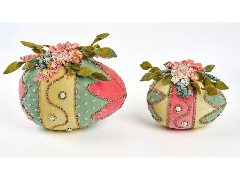 Blooms and Blessings Fabric Eggs Set of 2 - Holiday Warehouse