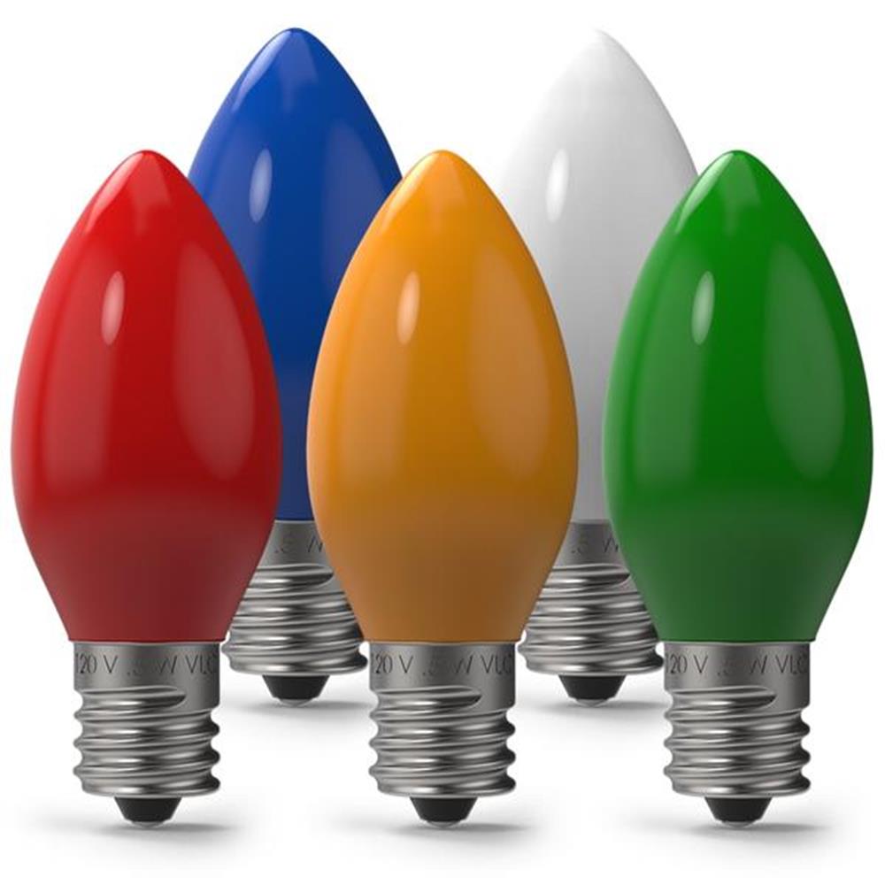 C9 E17 Multicolor RGBAW Ceramic SMD LED Bulb 25/Box - Holiday Warehouse