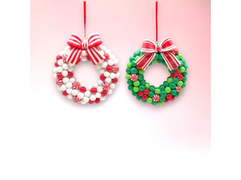 Candy Cane Wreath Ornaments 4pc - Holiday Warehouse