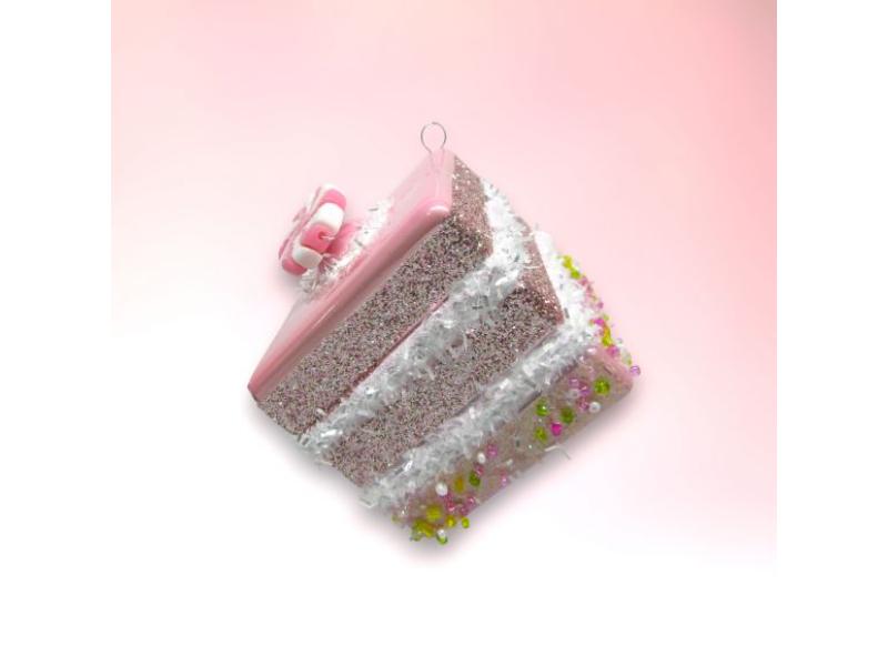 Choc Cake Square Slice Ornaments 6pc - Holiday Warehouse